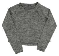 Šedo-černé melírované sportovní crop triko