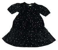 Černé sametové šaty s hvězdičkami F&F