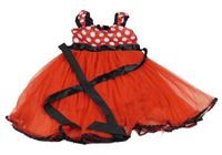 Červené saténovo/tylové šaty s puntíky Tom Castle