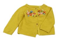 Žlutý propínací svetr s kytičkami Miniclub