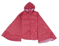 Tmavorůžové puntíkované šusťákové pláštěnkové pončo s kapucí Tchibo 