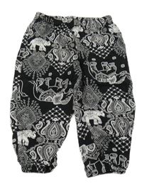 Černé turecké kalhoty se slony Shein