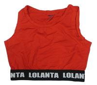 Červený crop top s nápisy Lolanta 