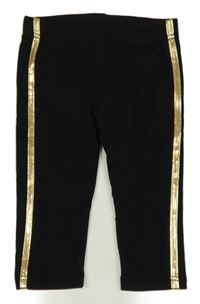 Černé capri legíny se zlatými proužky Woorage