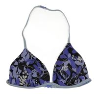 Černo-modrá plavková podprsenka s listy Yigga