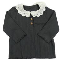 Šedé žebrované triko s límečkem George