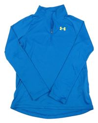 Modrá funkční sportovní mikina s logem a rolákem Under Armour