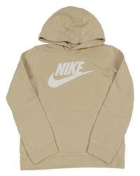 Béžová mikina s logem a kapucí Nike 