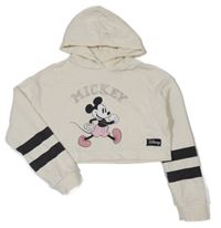 Bílá crop mikina s Mickeym a kapucí Disney