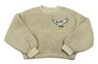 Smetanová huňatá crop mikina s Hedwigou - Harry Potter H&M