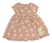 Nové - světlerůžovo-bílé puntíkaté šaty M&S