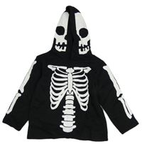 Černá mikina s kostmi a kapucí zn. H&M