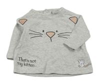 Šedé melírované triko s kočičkou a myškou Matalan