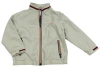 Světlešedobéžová kostkovaná šusťáková jarní bunda s nášivkou mayoral