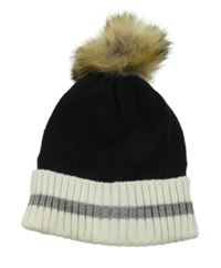 Černo-bílá pletená zateplená čepice s bambulí