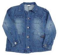 Modrá riflová bunda s nášivkou a límečkem L&D