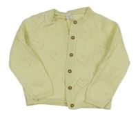 Citronový propínací svetr s perforovanými srdíčky M&S