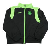 Černo-neonově zelená sportovní fotbalová propínací mikina se znakem JOMA