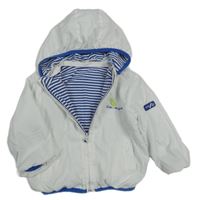 Bílo-modrá šusťáková jarní oboustranná bunda s ptáčkem a odepínací kapucí Mayoral