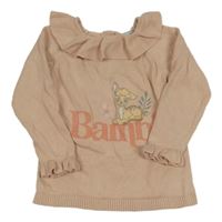 Pudrový svetr s Bambim a volánky Disney