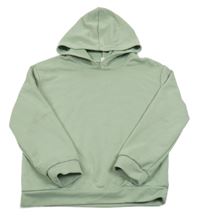 Olivová mikina s nápisy a květy a kapucí SHEIN