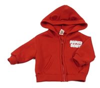 Červená propínací teplá mikina s nápisy a kapucí Cozy Pixies