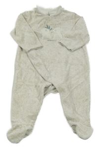 Světlebéžový melírovaný sametový overal s medvídky a límečkem OBaïBi