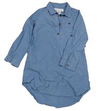 Modré plátěné košilové šaty H&M