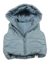 Modrošedá prošívaná šusťáková zateplená vesta s Pú a kapucí George