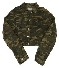 Khaki army riflová crop bunda s límečkem New Look