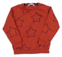 Červená mikina s hvězdičkami z nápisů M&S