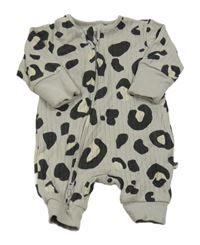 Šedo-černo-světlebéžový vzorovaný žebrovaný overal Next