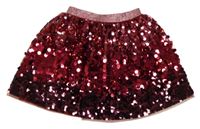 Vínová tylová pajetková sukně se třpytivým pasem Next