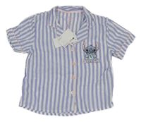 Nové - modrofialovo-bílý pruhovaný pyžamový kabátek se Stitchem PRIMARK