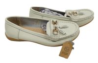 Nové - bílé kožené mokasíny s přezkou se střapci Jo&Joe. vel. 36