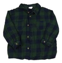 Khaki-tmavomodrá kostkovaná košile H&M