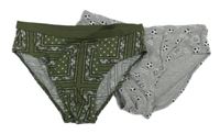 2x - Slipy - Khaki vzorované, šedé melírované s míči TEZENIS