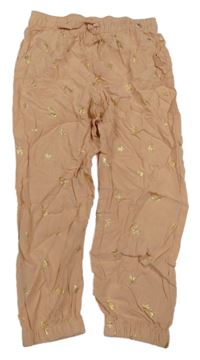 Světlerůžové lehké letní kalhoty s palmami H&M
