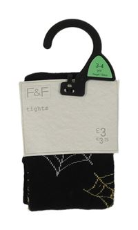 Nové - černé punčocháče s pavučinkami a pavoučky F&F