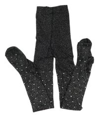 Černo-stříbrné melírované punčocháče s puntíky PRIMARK