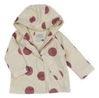 Smetanovo-vínová puntíkatá nepromokavá podzimní bunda s kapucí PRIMARK