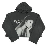 Tmavošedá crop mikina s Ariana Grande a kapucí H&M