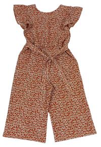 Cihlový květovaný kalhotový overal Matalan