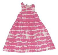 Tmavorůžovo-bílé batikované bavlněné šaty Primark