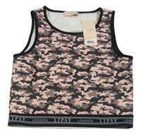 Růžovo-černý army sportovní crop top Lipsy London