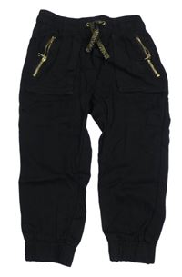 Černé lehké cuff kalhoty H&M