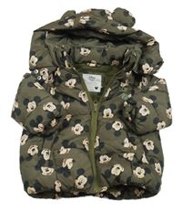 Khaki šusťáková zimní bunda s Mickeym a kapucí Primark