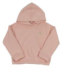 Růžová zateplená mikina s nášivkou a kapucí Okaidi