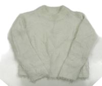 Smetanový chlupatý crop svetr H&M