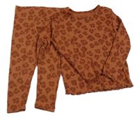 2set - Hnědé vzorované žebrované triko + legíny Next